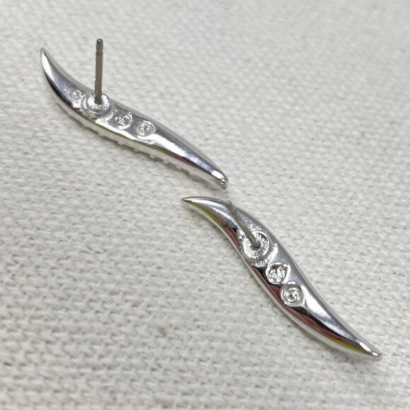 Swarovski‎ Signed S-Curve Earrings Pave Crystal 80s Vintage Silver-Tone Classic - Picture 8 of 9